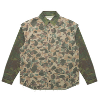 Kemeja Pria Kasual Motif Camo Lengan Panjang Desainer, Kemeja Kancing Depan Motif Camo untuk Pria