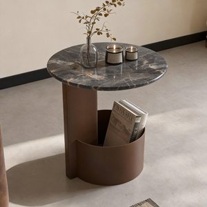Tavolino da Caffè Multifunzionale in Stile Moderno Farmhouse con Piano in Marmo, per Soggiorno e Divano, con Spazio <span class=keywords><strong>di</strong></span> Archiviazione - Product Image 1