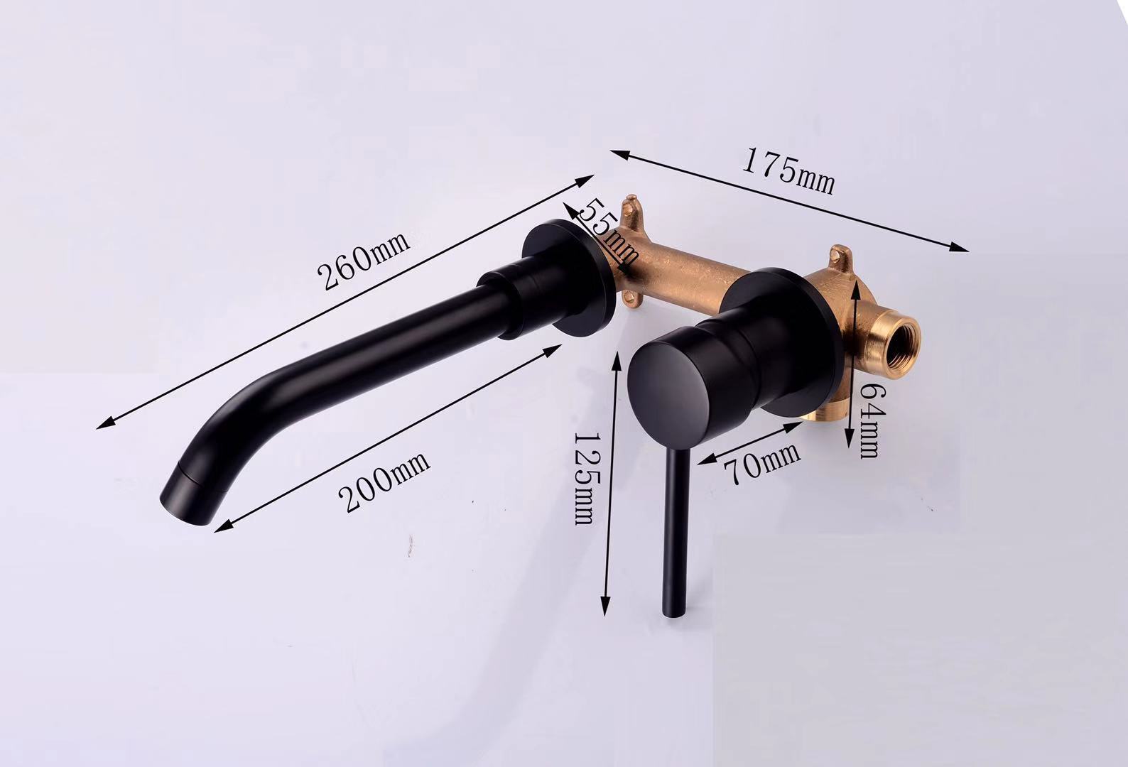 Luxury wall mounted brass double handle black Concealed  basin mixer faucet