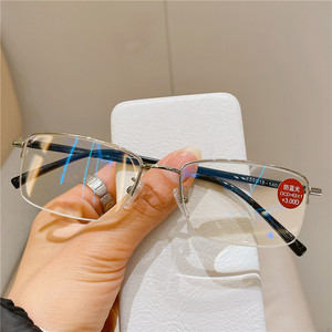 <b>Reading</b> <b>Glasses</b> Silver Half Rim Metal Frame Anti Blue Light Transparent Lenses Rectangle Face Shape Unisex 2024 - Product Image 1