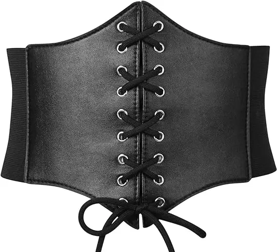 حزام حزام حزام حزام أسود للسيدات، حزام واسع مرن للفساتين 4.7 بوصة