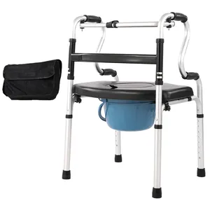 Liyuan Custom Medical Aluminium Hospital Adults Seniors Elderly Upright Walker Folding Frame Seat Walking Aids For Disabled