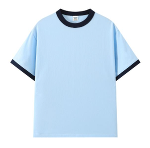 Camisetas transpirables de algodón grueso con logo personalizado, duraderas, informales, de cuello redondo, lisas, clásicas, extragrandes. - Product Image 6