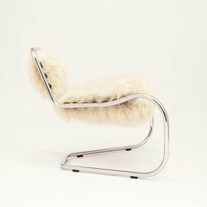 Designer de luxe moderne hall de l'hôtel fauteuil incurvé en fausse fourrure salon de campagne chaises volantes tubulaires en acier inoxydable pour la maison - Product Image 3