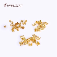 50pcs 18K Plaqué Or Boule Chaîne Fin Connecteur À Sertir Perle Pointe Noeud Couverture Bijoux Connecteur Clip Fermoir Raccords Composants