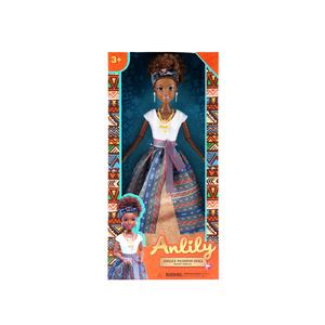 Anlily ชุดเดรสยาวสีดำ, ตุ๊กตาสีดำสไตล์แอฟริกันแบบดั้งเดิมจับคู่กับผมหยิกสั้นสีน้ำตาลตุ๊กตาแฟชั่นสีดำ - Product Image 2