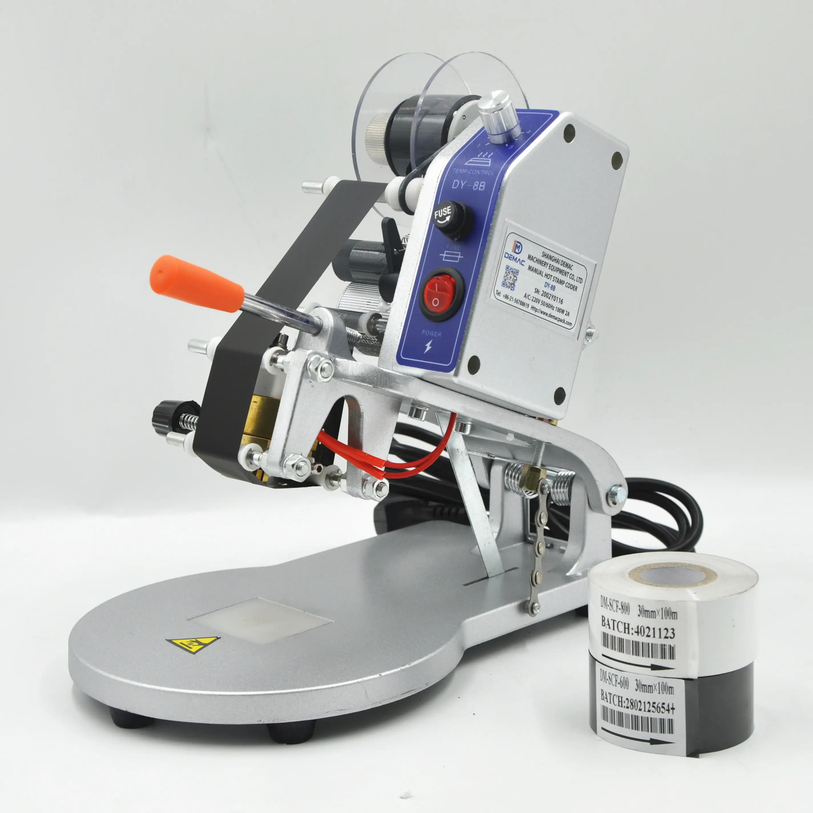 DY-8 Hot Stamp Printer Manual Ribbon Coding Hot Foil Stamping Date Code Machine 