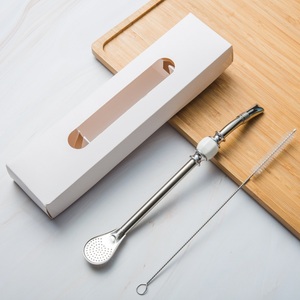 Acero inoxidable reutilizable personalizado, <span class=keywords><strong>Yerba</strong></span> <span class=keywords><strong>Mate</strong></span> juego <span class=keywords><strong>de</strong></span> pajitas para beber con filtro cuchara/ - Product Image 2
