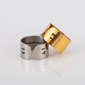 Trendy <b>Titanium</b> Steel Open <b>Ring</b> 1314 Number Design Unisex Couple Jewelry Gift - Product Image 1