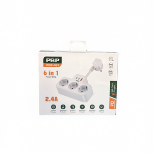 Regleta de enchufes PBP 6 en 1 de 2.4A con protección contra sobretensiones para uso en el hogar y la oficina - Product Image 2
