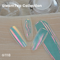 Poudre à ongles chromée YOKEFELLOW GleamTap 0,3g pot GT118 Vert Bleu avec effet aurore rose corail pour la décoration des ongles