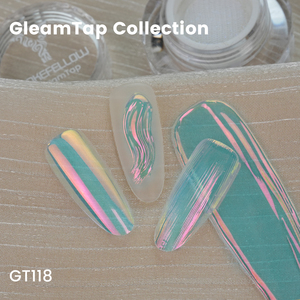 Poudre à ongles chromée YOKEFELLOW GleamTap 0,3g pot GT118 Vert Bleu avec effet aurore rose corail pour la décoration des ongles - Product Image 3