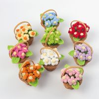 Populaire multicolore Crochet combiné bouffée fleur panier plante en gros laine tricoté fleur ornement pour la décoration de la maison