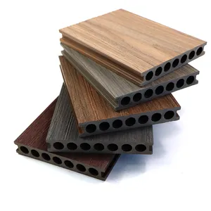 Nueva cubierta compuesta hueca Artificial resistente al agua 18mm WPC impermeable madera coextruida fácil de instalar antideslizante cepillado