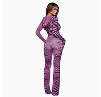 Ensemble deux pièces Y2K pour femme : Crop top zippé et pantalon évasé taille haute imprimé léopard – Collection Automne 2026