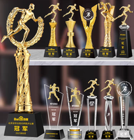 Trophée sportif personnalisé en cristal Or Argent Bronze – Cadeau souvenir personnalisé pour compétition