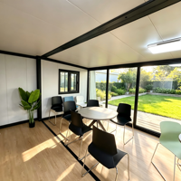 Maison préfabriquée modulaire extensible en conteneur, cabane portable avec murs en verre pour usage résidentiel, bureaux ou centres de villégiature