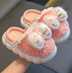 Zapatillas de algodón para niños de todas las edades de invierno, zapatos de felpa mullidos cálidos de princesa para niñas - Product Image 2
