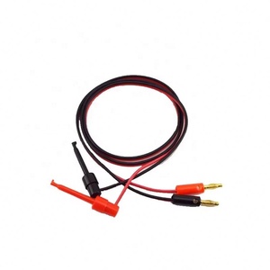 1 Pair 1M 4mm Banana Plug connectors to <b>Hook</b> <b>Clip</b> adapter electric Cable Gold Plated For Multimeter Test Leads wire red black - Product Image 1