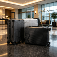 Valise rigide en aluminium AXOA de luxe, vintage, à rayures verticales, avec coins anti-chute, serrure TSA, résistante à l'eau, roues pivotantes - Bagage à main