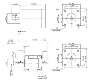 Motor Shinano Kenshi STP-42D4042 de 1.8 Grados/paso y 0.53 Nm, NEMA17, para Robot de Fresado - Product Image 3