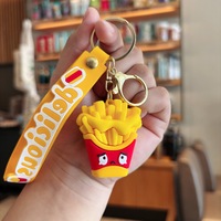Porte-clés alimentaire de simulation mignon, pendentif frites, burger, hot-dog, breloque pour clés de voiture et sac, décoration suspendue, cadeau, vente en gros, tendance