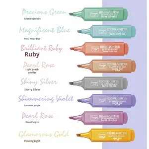 Ensemble de stylos surligneurs multicolores métalliques Morandi <span class=keywords><strong>Guangna</strong></span> 6627 avec protection oculaire, marqueur fluorescent pour le bureau et l'école - Product Image 5