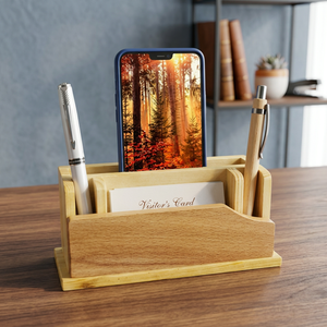 Organizer With <b>Phone</b> <b>Stand</b> Pen Holder Bamboo Office Gift Multifunctional Simple Style - Product Image 3