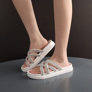 Scarpe con plateau da esterno da donna sandali felpati con tacco strass ciabatte per donna sandali mulles - Product Image 5