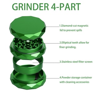 Custom Logo Aluminum <b>Herb</b> <b>Grinder</b> 4 Piece Manual Dry <b>Herb</b> Crusher Diamond Shape Multi Color <b>for</b> Storage - Product Image 3