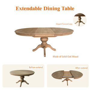 D1640 Tavolo <span class=keywords><strong>da</strong></span> Pranzo Allungabile in Legno Massello Stile Francese Antico, Tavolo Rotondo Classico per <span class=keywords><strong>Cucina</strong></span> e Sala <span class=keywords><strong>da</strong></span> Pranzo - Product Image 6