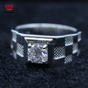 Perhiasan perak asli kustom cincin pernikahan pertunangan pria Moissanite dapat disesuaikan perak murni S925 berlapis Rhodium - Product Image 5