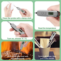 Termometer Masak Digital Probe Baja Anti Karat Super Panjang -50~300 Derajat Celcius, Bacaan Instan, Dilengkapi Pengait untuk Permen & BBQ