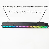Lumière d'ambiance magnétique RGB USB en ABS pour microphone, ordinateur de bureau, audio de voiture, LED rythmique à activation vocale, ambiance musicale