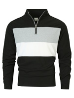 Polo à manches longues zippé pour homme, tendance, de haute qualité, à blocs de couleur, en maille, t-shirt décontracté pour homme, vente chaude