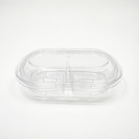 Contenants à dessert ovales en plastique transparent et écologique à 2 compartiments avec couvercles, fournitures de boulangerie de qualité alimentaire pour le pain