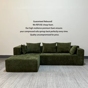 Nguyên Liệu Nhà Máy Nén Modular Sofa Mật Độ Cao Bọt Nhung Ô Liu Màu Xanh Lá Cây Kết Hợp Cho Phòng Ngủ Phòng Khách - Product Image 3