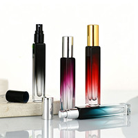 Atomiseur de parfum en verre carré dégradé de 15 ml, flacon de voyage anti-fuite avec pompe à brume fine et capuchons dorés/argentés/noirs
