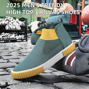 2025 Men's High Top <b>Canvas</b> Flats Trendy Casual Sport Shoes 5 Colors Fashionable Cotton Lining Rubber Light Weight Summer Autumn - Product Image 3