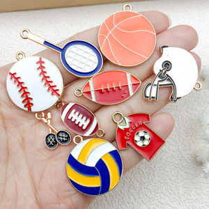 DIY Bijoux Accessoires Football Basketball Badminton Rugby Alliage Goutte D'huile Porte-clés Sports Série Pendentif - Product Image 1