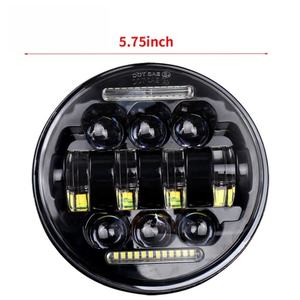 Phare LED pour moto 5,75 pouces 30W, forme H4, 6000 lm, 6000K-6500K, blanc, faisceau Hi/Lo, avec Halo LED Angel Eyes pour tout-terrain - Product Image 4