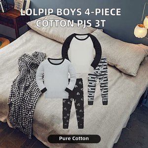 פיג'מת בנים LOLPIP עם שרוולים קצרים, לילדים קטנים, 100% כותנה, סט 4 חלקים, הדפס אוטובוסים ורכבים עם גלגלים גדולים, ניתן לכביסה במכונה, לגיל 4, מידה 3T - Product Image 1