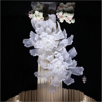 BJ260660-20 Grande plante artificielle blanche en dentelle en forme de feuille, idéale pour centre de table de mariage, décoration de scène ou d'allée.