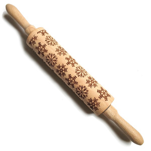 <span class=keywords><strong>Noël</strong></span> cerf impression rouleau à pâtisserie orme bois Laser sculpture gaufrage rouleau à pâtisserie biscuits et Biscuits rouleau à pâtisserie - Product Image 1