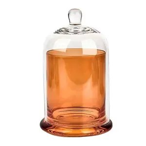 SUNYO Christmas Glass Candle Jar With Bell Cloche Dome Glass Lid Luxury Multiple Color Scented Wax Cup Candle Holder