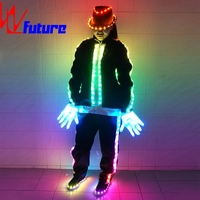 Costumes de danse sans fil à LED pour hommes, Michael Jackson, contrôlés par télécommande, brillent dans le noir, vêtements de scène, veste et robes