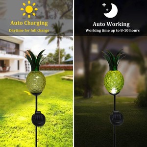 Lámpara Solar Decorativa de Jardín con Forma de Piña, de Vidrio, con Panel Solar, Resistente al Agua, para Patio, Jardín y Camino - Product Image 2