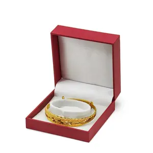 Red leatherette paper jewellery packaging luxury jewelry gift bracelet box shipping boxes bangles
