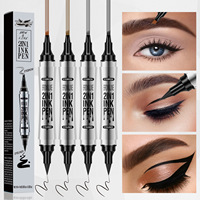 WAKEANGEL Stylo Eyeliner Liquide Double Pointe pour Sourcils, Anti-Bavures, Design Réaliste à Quatre Pointes, Imperméable