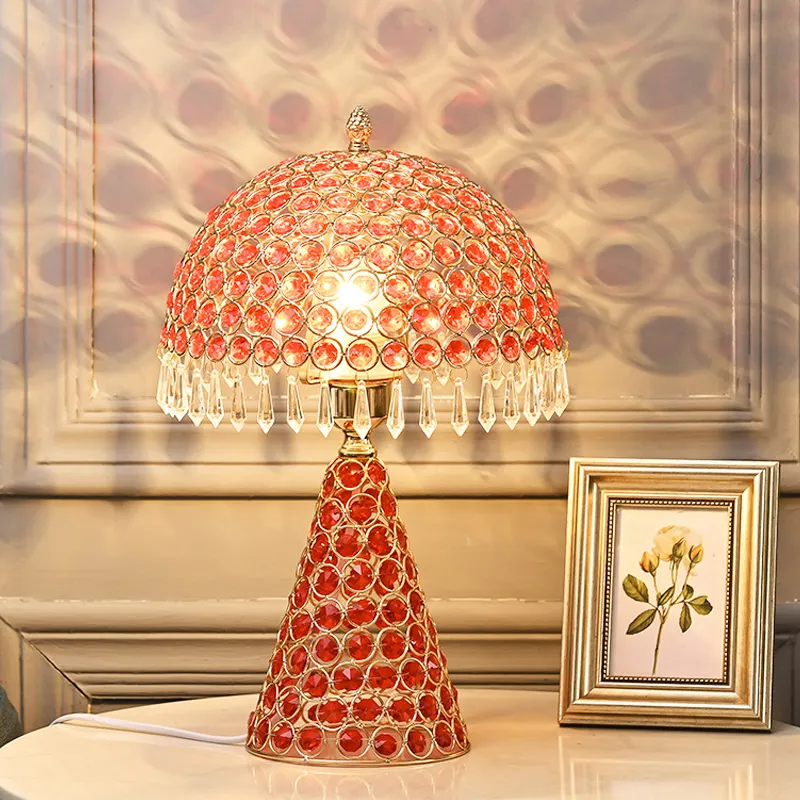 Luminária led de cogumelo cristal, lâmpada para decoração de casa, sala de casamento, quarto, luz de cabeceira nórdica